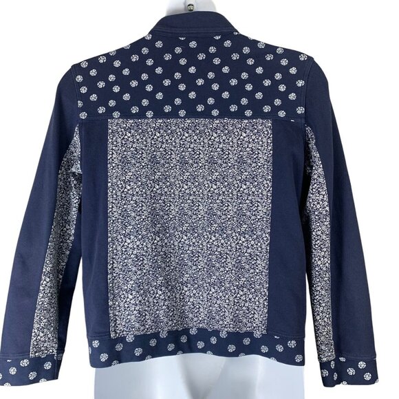 Vintage Cardigan Sweater Size Medium Blast Snap Front Blue Floral Long Sleeved - Picture 2 of 4